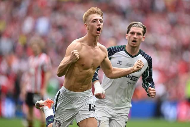 FIN MARGINS: Tommy Watson celebrates scoring Sunderland's Championship play-off final winner against Sheffield United (Image: Mike Hewitt/Getty Images)