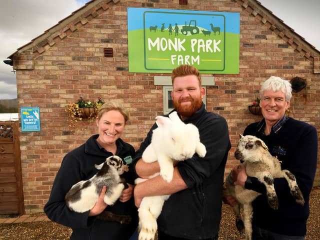 Monk Park Farm, Moor Lane, Bagby. Pictured from the left are Hayley Cooke, Jack Wray and Tim Brierley.