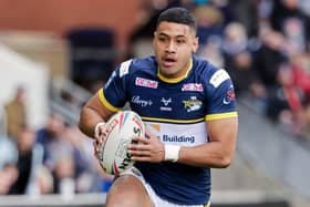 Hat-trick hero: David Fusitu’a marked his 150th appearance in perfect style as Leeds Rhinos finished a difficult season on a high. (Picture: Alex Whitehead/SWpix.com)