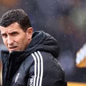 WOLVERHAMPTON, ENGLAND - MARCH 18: Javi Gracia, Manager of Leeds United, looks on prior to the Premier League match between Wolverhampton Wanderers and Leeds United at Molineux on March 18, 2023 in Wolverhampton, England. (Photo by Naomi Baker/Getty Images)