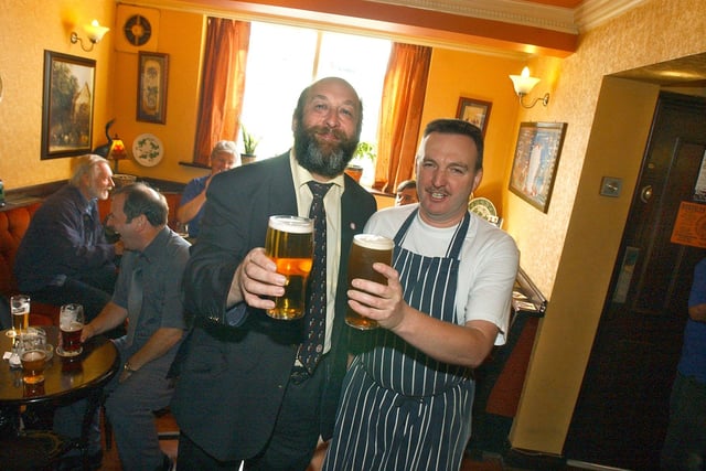 Trevor Wraith of the Kelham Island Tavern again, right. with Mick Moss, Yorkshire regional director of CAMRA, when it was named Yorkshire Pub of the Year in 2015. Trevor has now retired but the pub continues its winning ways