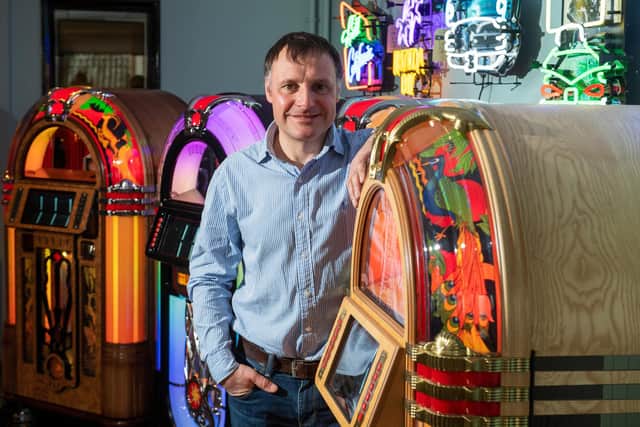 Chris Black, managing director of Sound Leisure Ltd in Cross Gates, which employs 70 people. The family business was established in 1978 and is best known for manufacturing classic jukeboxes Picture by Bruce Rollinson