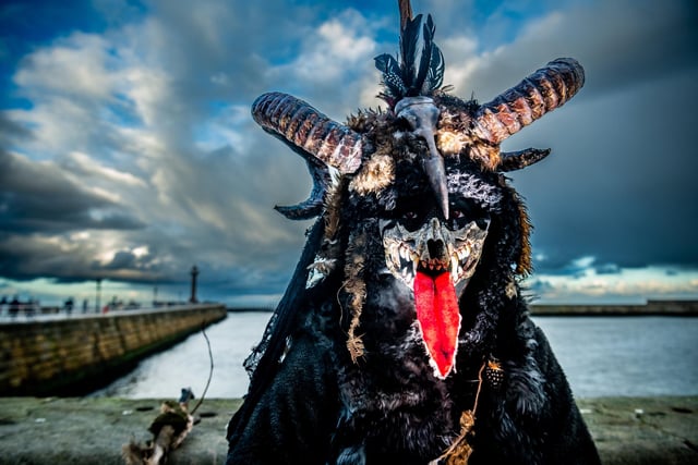 They wore masks and the horns of the Krampus.