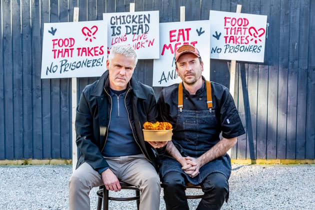 Left to right: Matthew Glover, co-founder of VFC, Vegan Food Group and Veganuary, with VFC co-founder Adam Lyons. Picture by Lucas Smith.