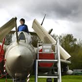 Oliver Dean in a Royal Air Force Blackburn Buccaneer during the open cockpit event at the Yorkshire Air Museum, near York.