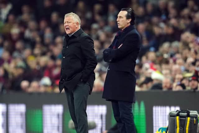 ALL-SQUARE: Sheffield United manager Chris Wilder (left) and Aston Villa manager Unai Emery during the Premier League match at Villa Park Picture: Nick Potts/PA