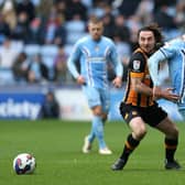 Over the line? Coventry City's Viktor Gyokeres (right) and Hull City's Lewis Coyle battle for the ball (Picture: PA)