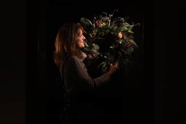 Julie Smith from  near Pocklington makes wreaths but with a difference. An animal over she does many in the shape of horses and dogs. She made a wreath for the late HM The Queen, and is supported by Olympic medalist Charlotte Dujardin.She took up wreath making after she was diagnosed with a serious heart problem. Picture taken by Yorkshire Post Photographer Simon Hulme