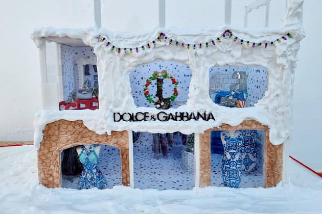 The Dolce Gabbana inspired gingerbread house, made from 15kg of flour and 17 kilos of sugar.
