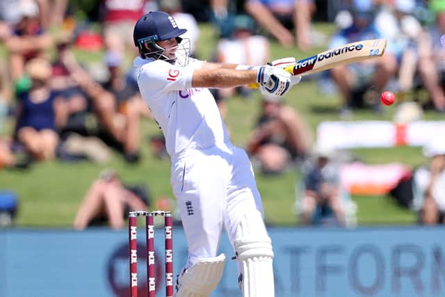 Joe Root of England bats during day three of the First Test match in the series between New Zealand and England at Bay Oval (Picture: Phil Walter/Getty Images)
