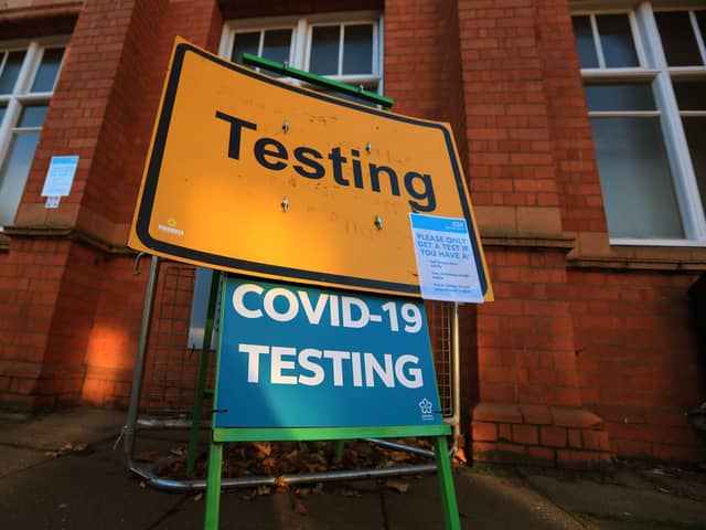 A Covid Testing sign at the start of a four week national lockdown for England in 2020. PIC: PA
