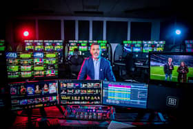 Shay Segev, CEO of Dazn, analyses operations at his company's Leeds site in a live match environment photographed by Tony Johnson for The Yorkshire Post. 15th February 2023