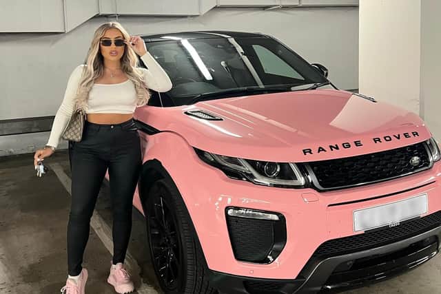 Influencer and Entrepreneur Georgia Portogallo with her "dream car" Range Rover