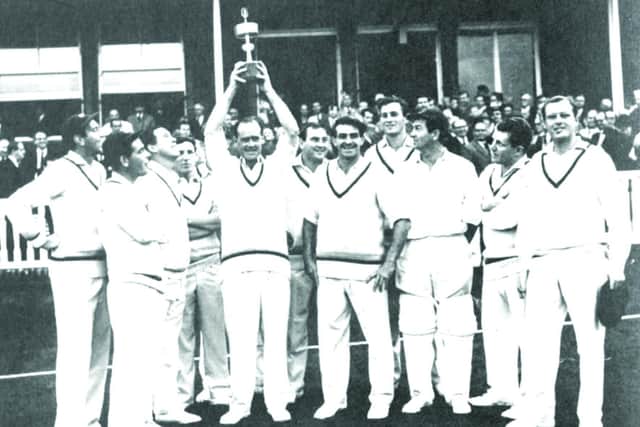 The victorious Yorkshire team, winners of the Gilette Cup 1965 final. from left to right: Don Wilson, Doug Padgett, John Hampshire, Ken Taylor, Brian Close, Ray Illingworth, Fred Trueman, Richard Hutton, Jimmy Binks, Phil Sharpe, Geoffey Boycott.