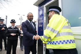 Home Secretary James Cleverly on Crawley High Street during a visit to Sussex Police in Crawley. Picture: Gareth Fuller/PA Wire