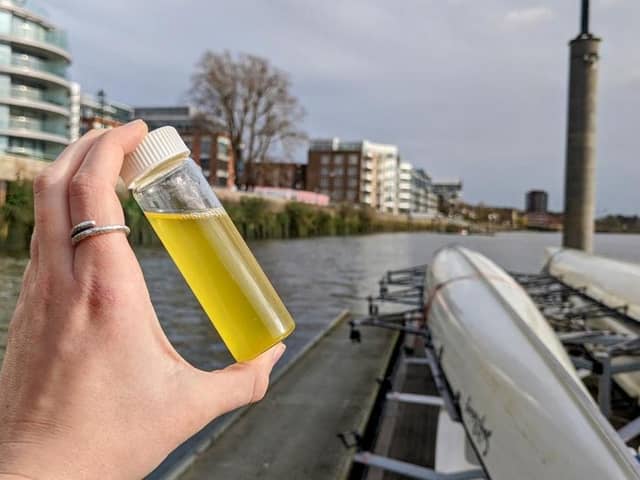 A water sample taken from the River Thames around Hammersmith Bridge in west London. PIC: River Action /PA Wire