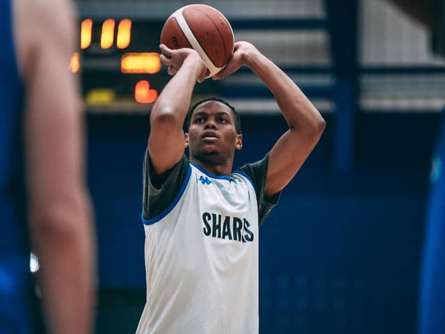 Malek Green in training with his new Sheffield Sharks team-mates (Picture: Adam Bates)