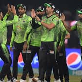 Lahore Qalandars' players celebrate after the dismissal of Multan Sultans' captain Mohammad Rizwan (not pictured) during the Pakistan Super League (PSL) Twenty20 cricket final in March 2023. Lahore and Yorkshire are launching a new talent pathway in the UK (Picture: AAMIR QURESHI/AFP via Getty Images)