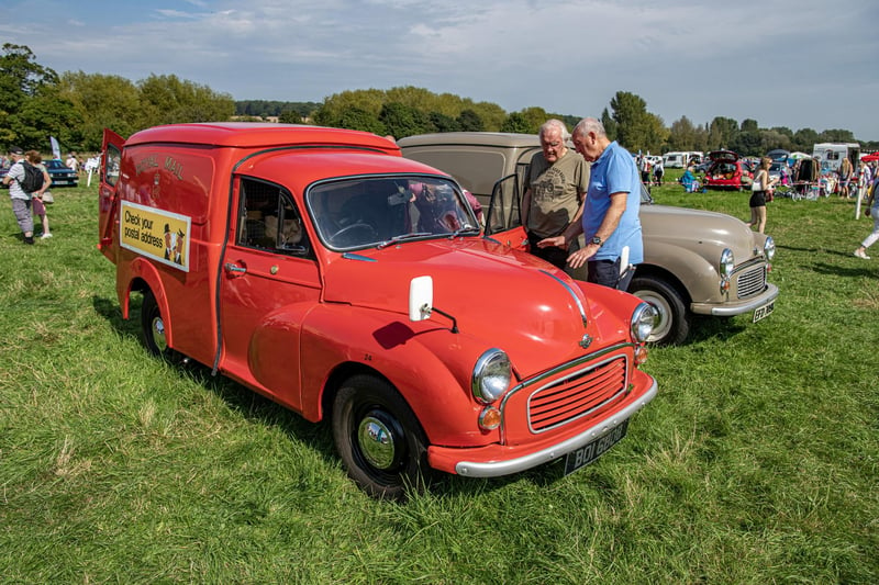Interest in a vintage Morris Post Office van at the 25th Otley Vintage Transport Extravaganza.