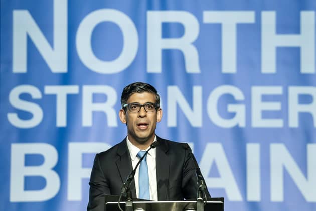 Prime Minister Rishi Sunak, speaks during the Northern Research Group conference at Doncaster Racecourse. Picture: Danny Lawson/PA Wire