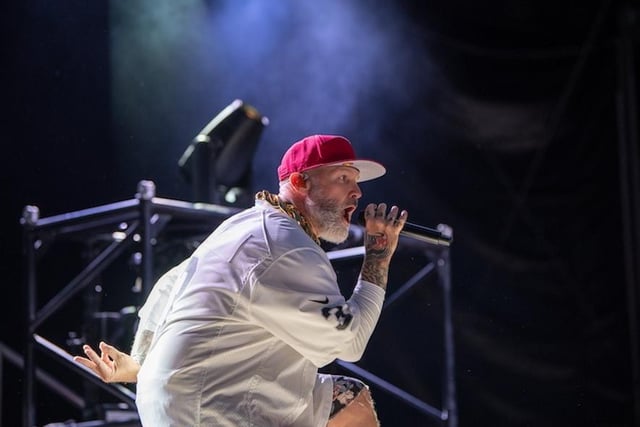 Fred Durst sang on stage at The Piece Hall.
