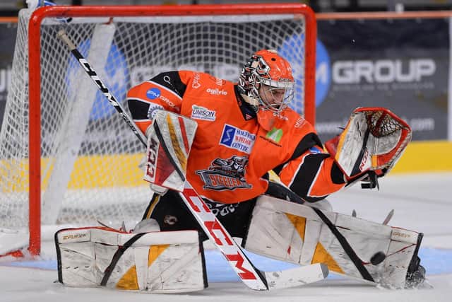 OUTSTANDING: Matt Greenfield is the most consistent goalie D-man Davey Phillips has played with. Picture courtesy of Dean Woolley/Steelers Media/EIHL