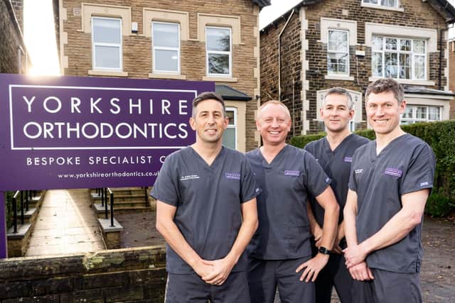 Pictured outside the new Yorkshire Orthodontics Rounday practice are, from left, partners Dr Andrew Shelton, Dr Paul Scott, Dr Mick Amos and Dr Peter Boyd.
