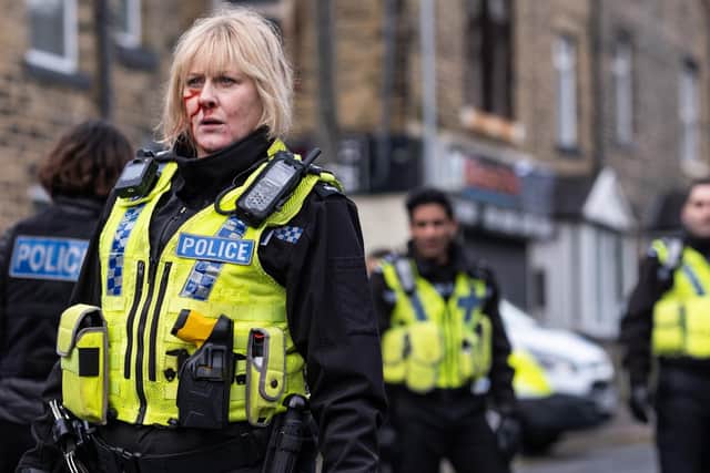 Catherine Cawood (SARAH LANCASHIRE) in Happy Valley. Picture: Lookout Point/Matt Squire.