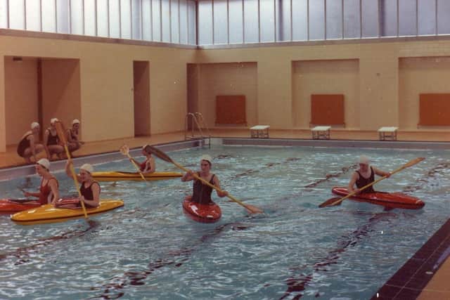 Lady Mabel College students kayaking in the pool