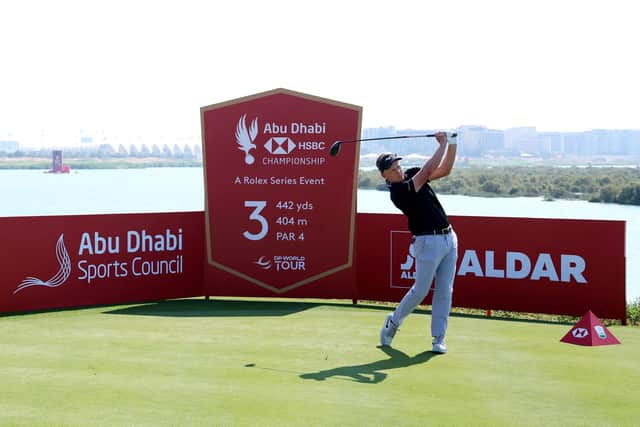 Ryder Cup captain Luke Donald of England tees off on the third hole during day two of the Abu Dhabi HSBC Championship at Yas Links Golf Course. (Picture: Warren Little/Getty Images)