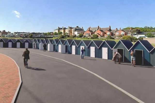 An impression showing how beach huts in Memorial Gardens, Withernsea, East Riding of Yorkshire, could look.