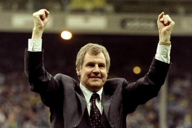 RECOVERY: Manchester City manager Joe Royle celebrates promotion after the Nationwide Division Two Play-Off Final win against Gillingham played at Wembley in May 1999. Picture: Getty Images/Gary M Prior/Allsport