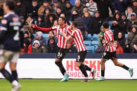 OPENING SHOT: Sheffield United's Daniel Jebbison celebrates after scoring his side's first goal against Millwall at The Den on Saturday. Picture: Warren Little/Getty Images