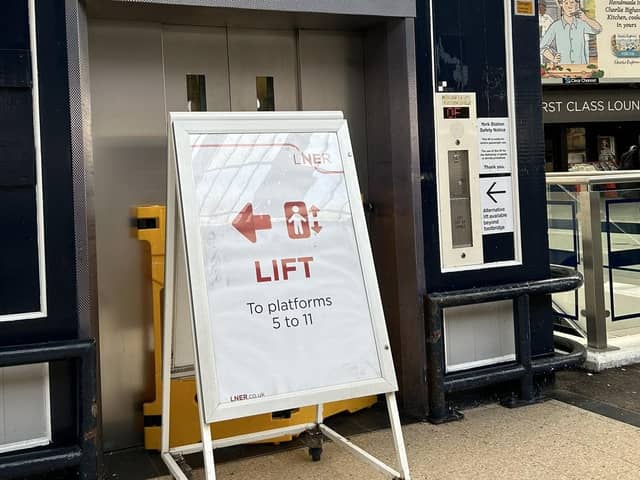 Out of order lift at York station. Pic: Flick Williams
