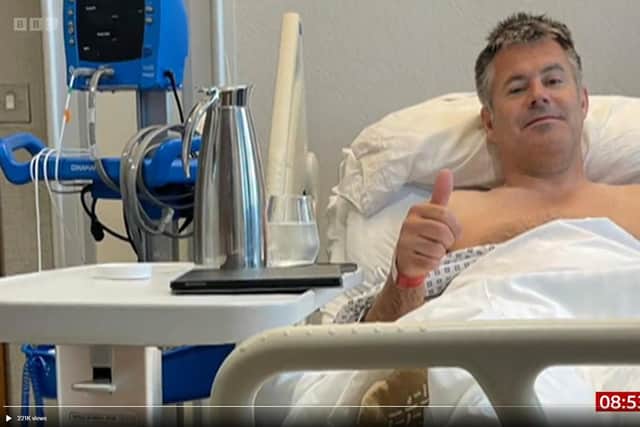 Kenny Logan recovering after his operation to remove his prostate following his prostate cancer diagnosis. Photo: BBC.
