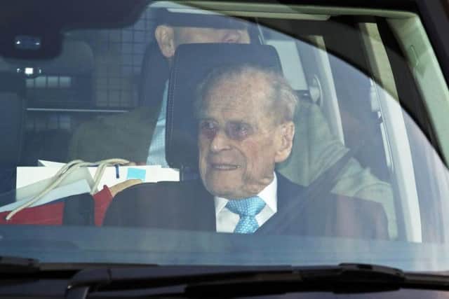 The Duke of Edinburgh leaves King Edward VII Hospital in London, after being admitted last Friday for observation and treatment in relation to a pre-existing condition.