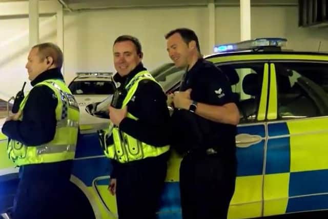 A scene from North Yorkshire Police's Christmas music video.