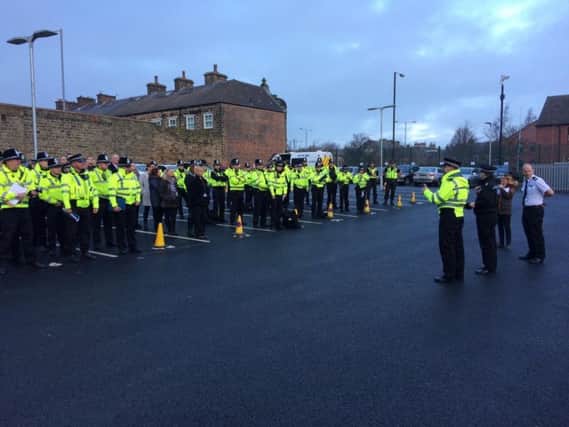 Police in Barnsley yesterday morning (Wednesday).