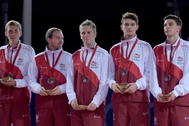 Drinkhall, second left, was part of the England team that won silver at the Commonwealth Games four years ago (Photo: PA)
