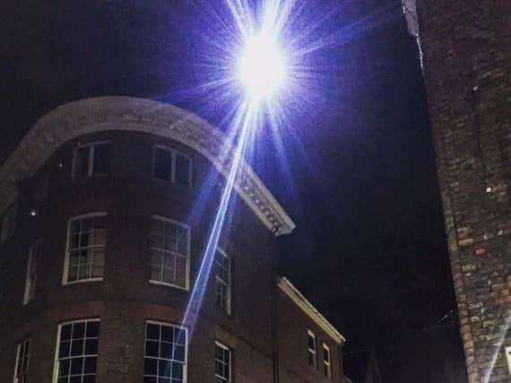 The helicopter's search light shines down on York city centre. Picture: North Yorkshire Police
