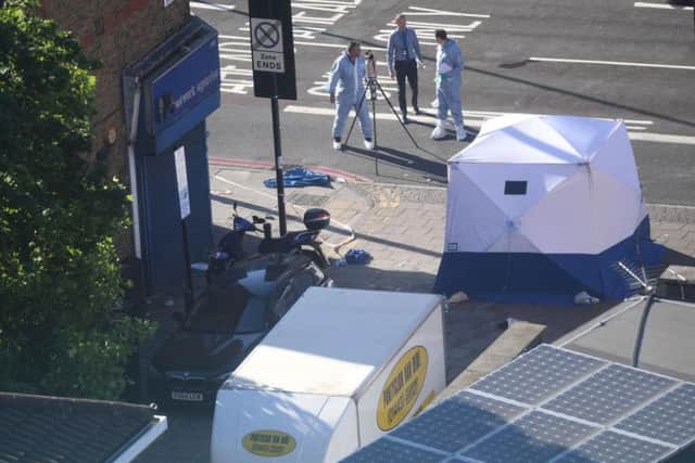 The scene in Finsbury Park after the terror attack.