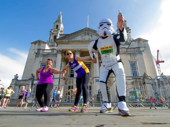 Stormtrooper Peter Wishart was running his 11th race. Also pictured are Emma Wishart and Sarah Curran