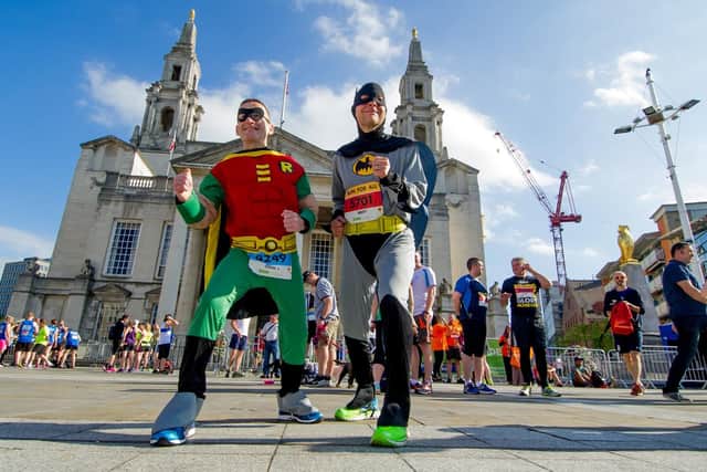 Colin Johnstone and Brett Anderson dressed as Batman and Robin