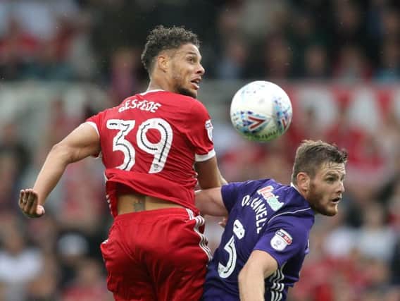 Middlesbrough's Rudy Gestede (left) and Sheffield United's Jack O'Connell battle for the ball (Photo: PA)