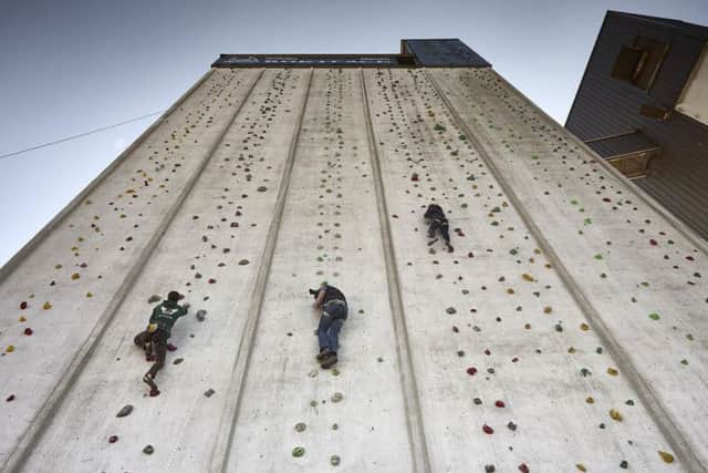 The 118ft climbing wall in Yorkshire