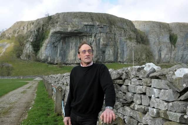 Farmer Robert Lambert, chairman of the Upper Wharfedale Agricultural Society which organises Kilnsey Show, pictured on the showground in the shadow of Kilnsey Crag. Picture by Tony Johnson.