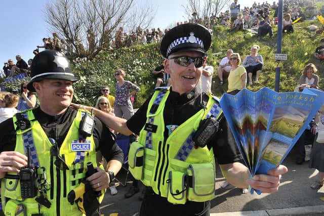 Police enjoy the Tour de Yorkshire