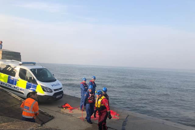 Police and the coastguard worked with a local HGV recovery service to haul in the vehicle.