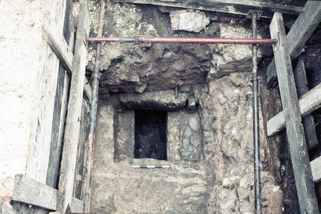 The entrance to the Roman sewer found on York's Church Street. Photo: York Archaeological Trust