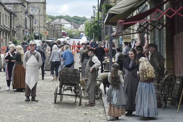 Extras gather for filming